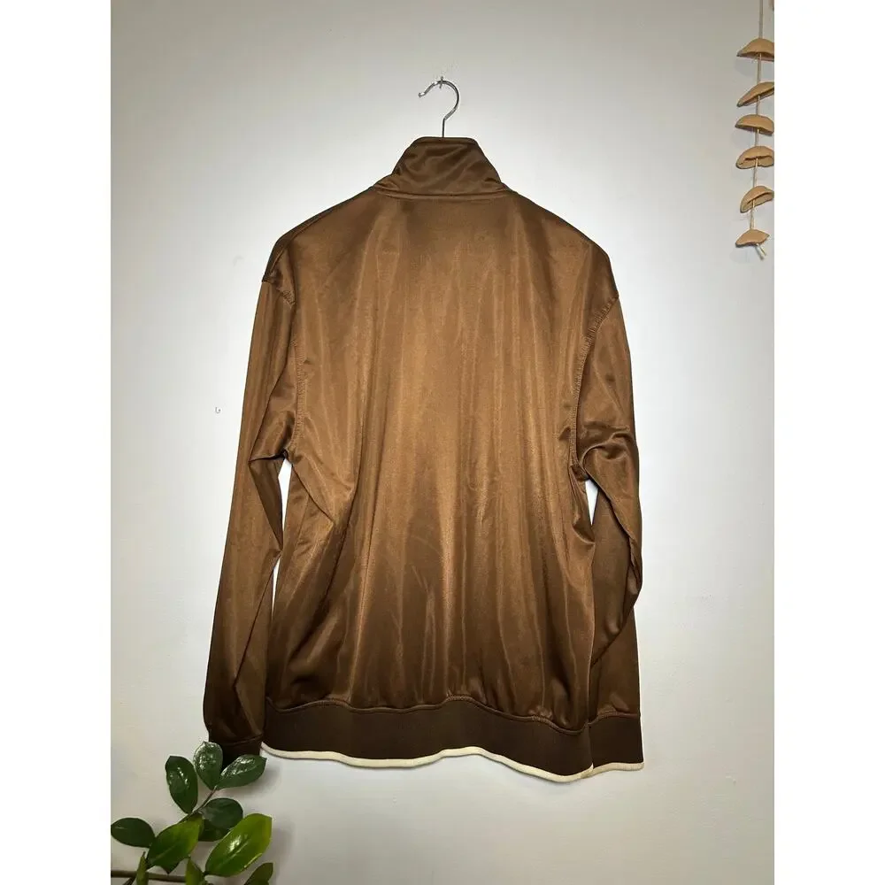 Brown Satin Rocawear Full‎ Zip Sweater Jacket | Y2K Streetwear - (Men's XL)